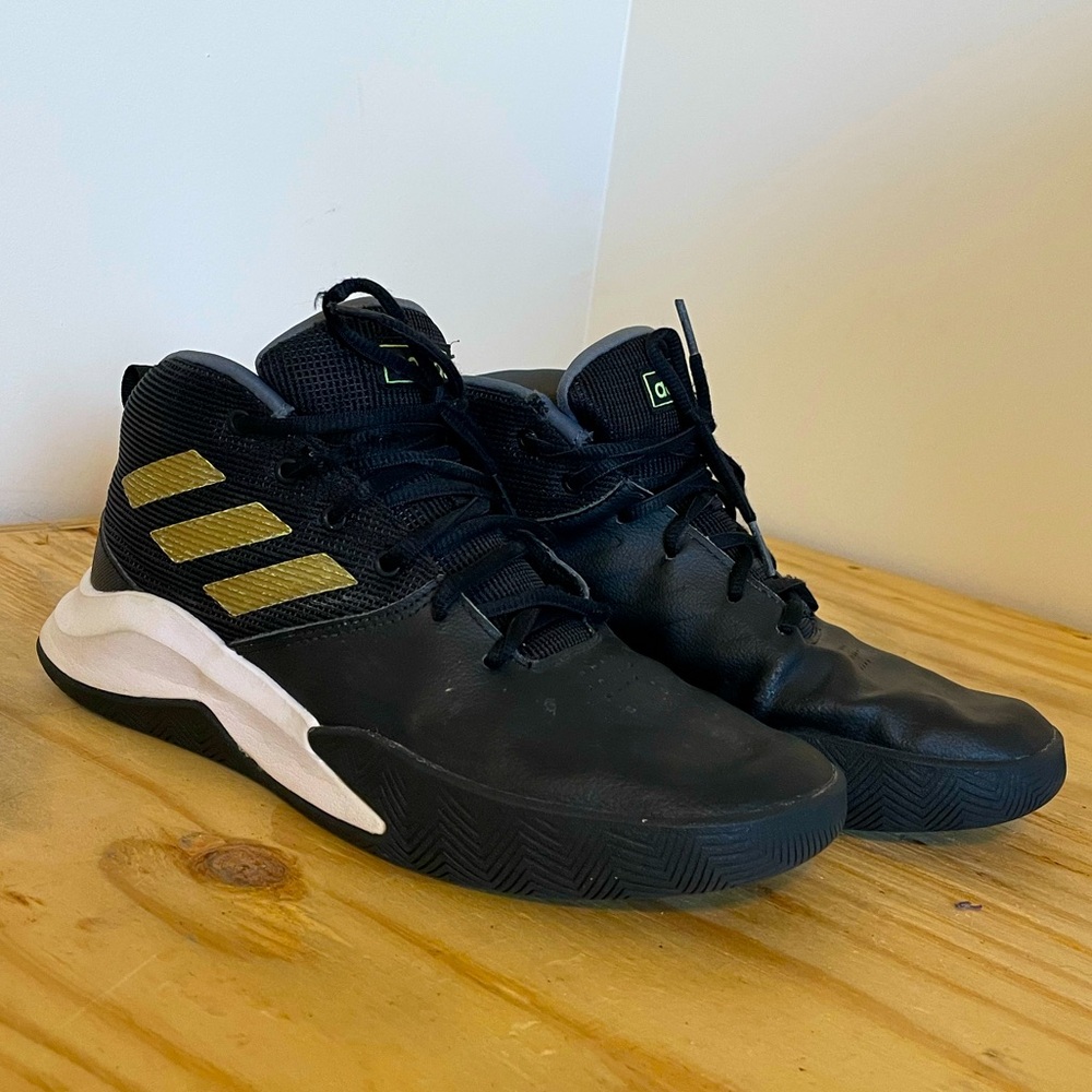 Adidas Basketball Shoes | Black, White, Gold | Sneakers
